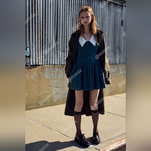 NWT ZARA Benla SHORT DRESS WITHβBIB COLLAR - Picture 8 of 16